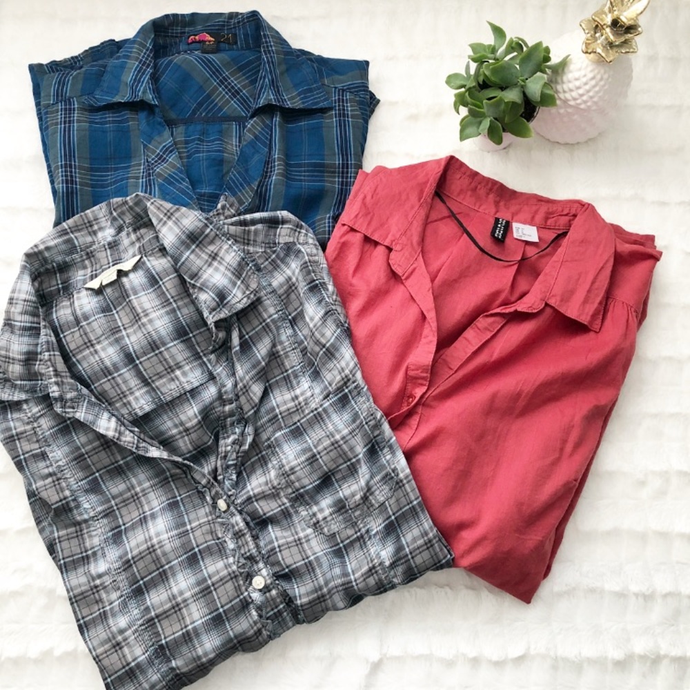 Button Down Shirts/Tunics, 3 Pc Bundle